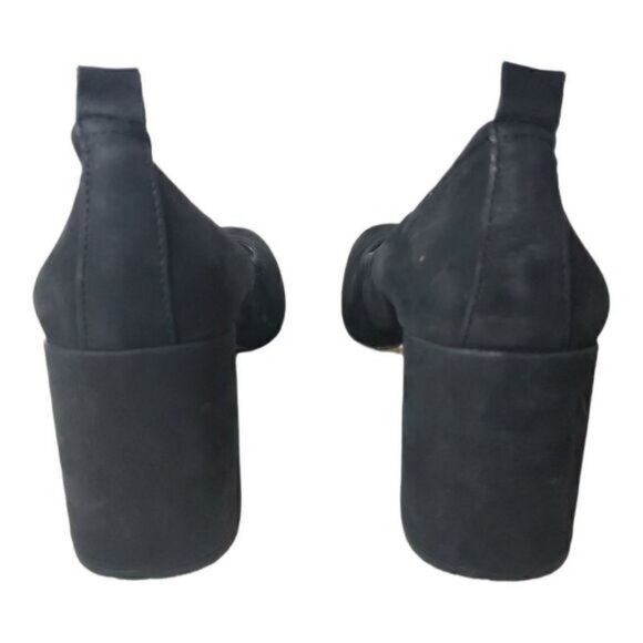 1. State Madene Black Nubuck Leather Chunky Heels - Picture 5 of 6